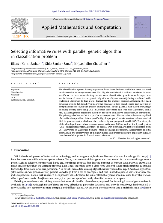 (PDF) Selecting informative rules with parallel genetic algorithm in ...