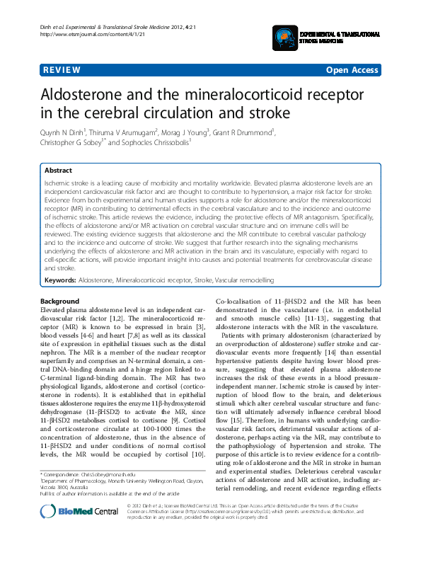 (PDF) Aldosterone and the mineralocorticoid receptor in the cerebral ...