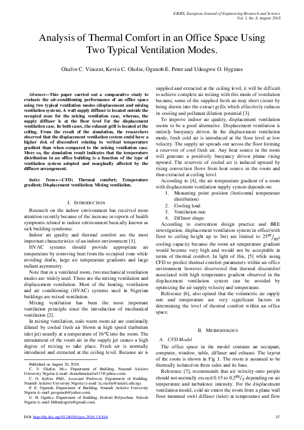 (PDF) Analysis of Thermal Comfort in an Office Space Using Two Typical ...