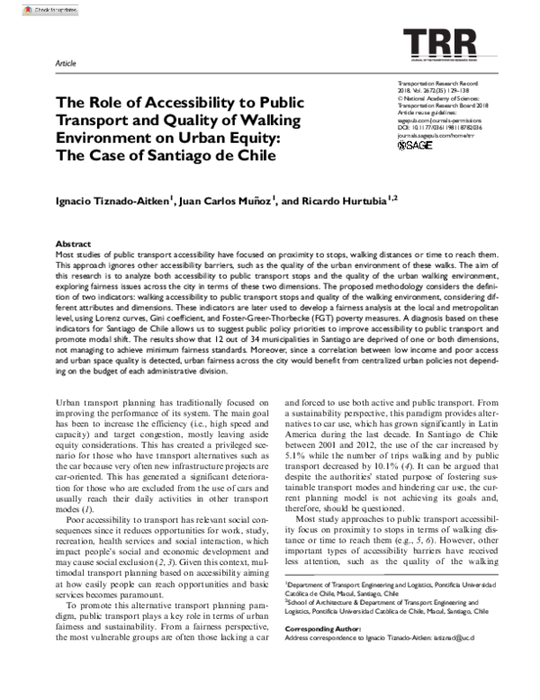 (PDF) The Role of Accessibility to Public Transport and Quality of ...