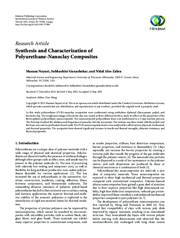 (PDF) Synthesis and characterization of polyurethanes containing ...