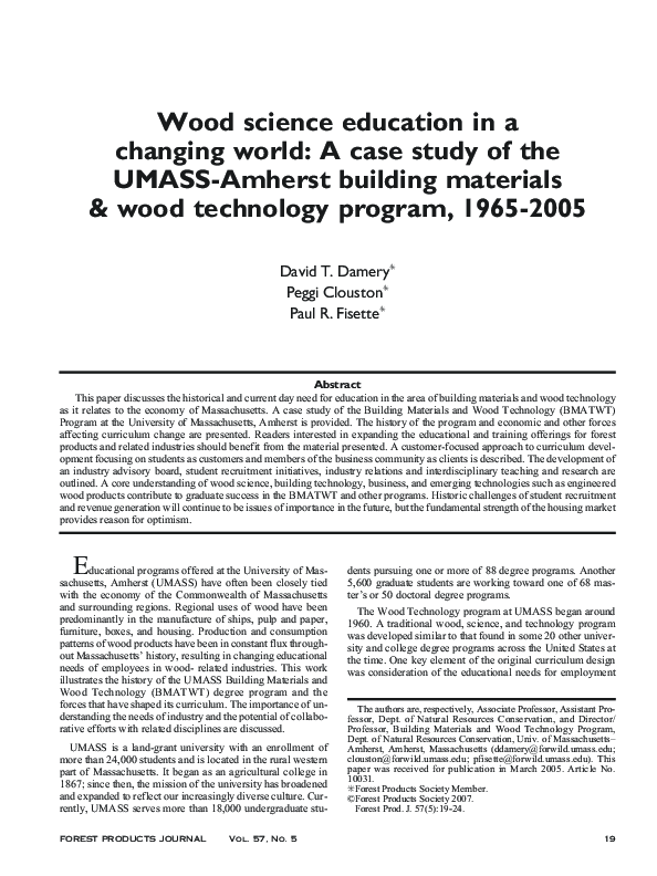 (PDF) Wood science education in a changing world: A case study of the ...