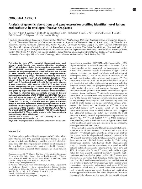 (PDF) Analysis of genomic aberrations and gene expression profiling ...