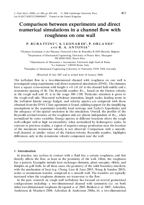 (PDF) Comparison between experiments and direct numerical simulations ...