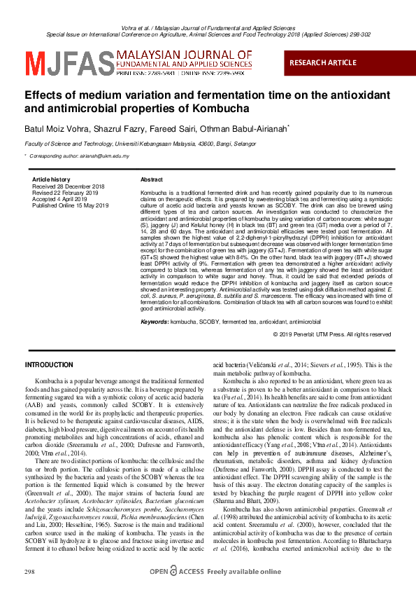 (PDF) Effects of medium variation and fermentation time on the ...