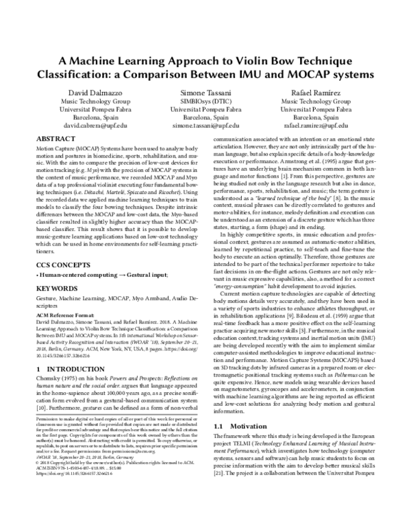 (PDF) A Machine Learning Approach to Violin Bow Technique
