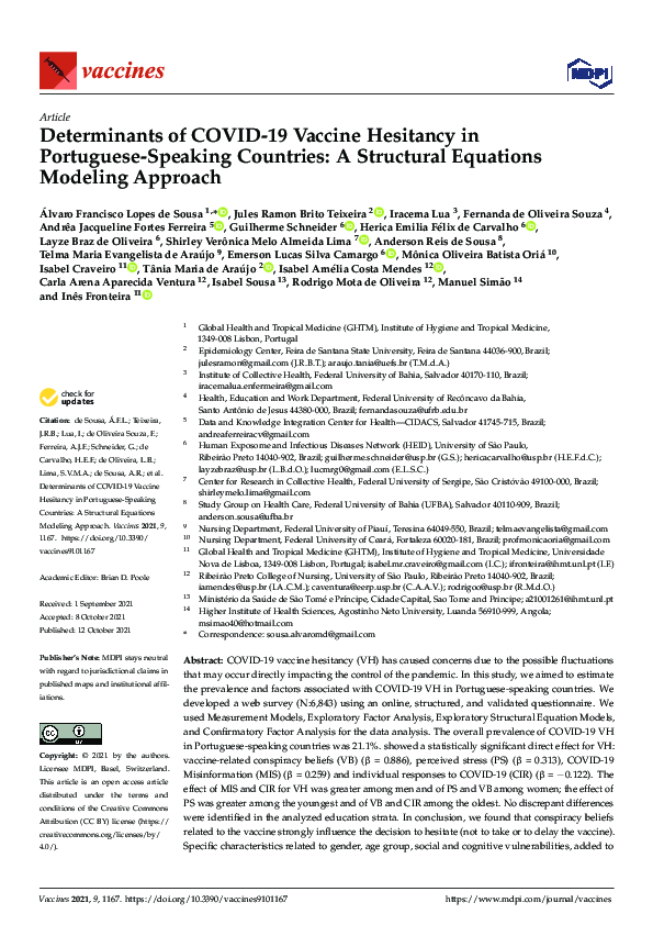 (PDF) Determinants of COVID-19 Vaccine Hesitancy in Portuguese-Speaking ...