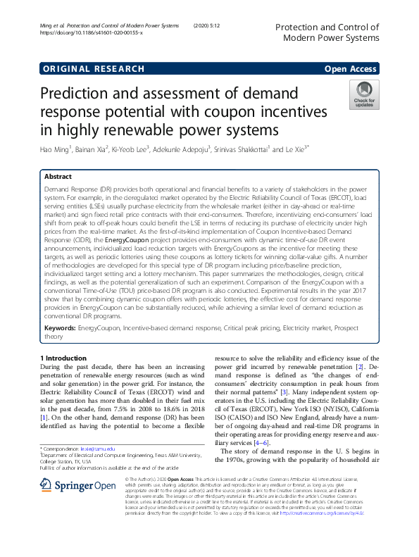 (PDF) Prediction and assessment of demand response potential with ...