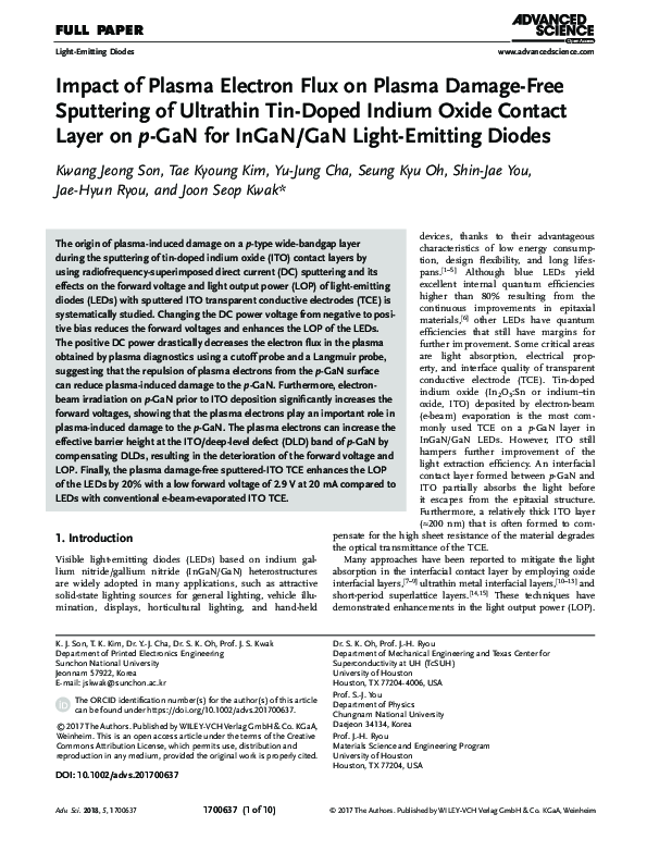 (PDF) {"__content__"=>"Impact of Plasma Electron Flux on Plasma Damage ...