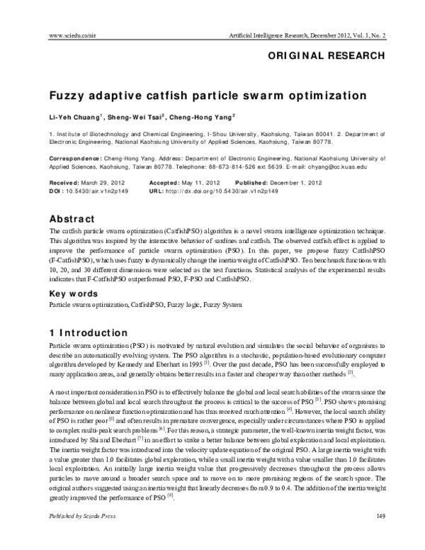 (PDF) Fuzzy adaptive catfish particle swarm optimization