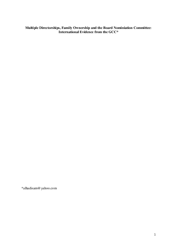 (PDF) Multiple directorships, family ownership and the board nomination ...