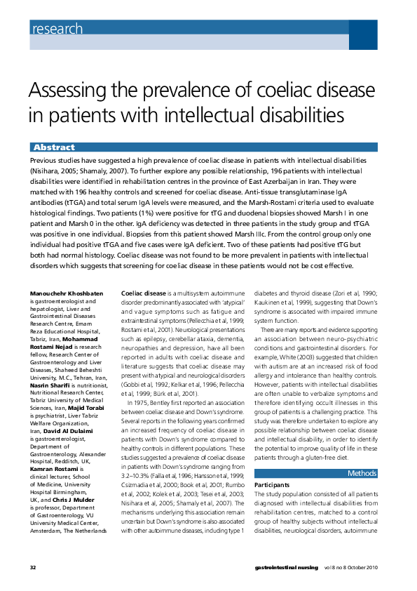 (PDF) Assessing the prevalence of coeliac disease in patients with ...