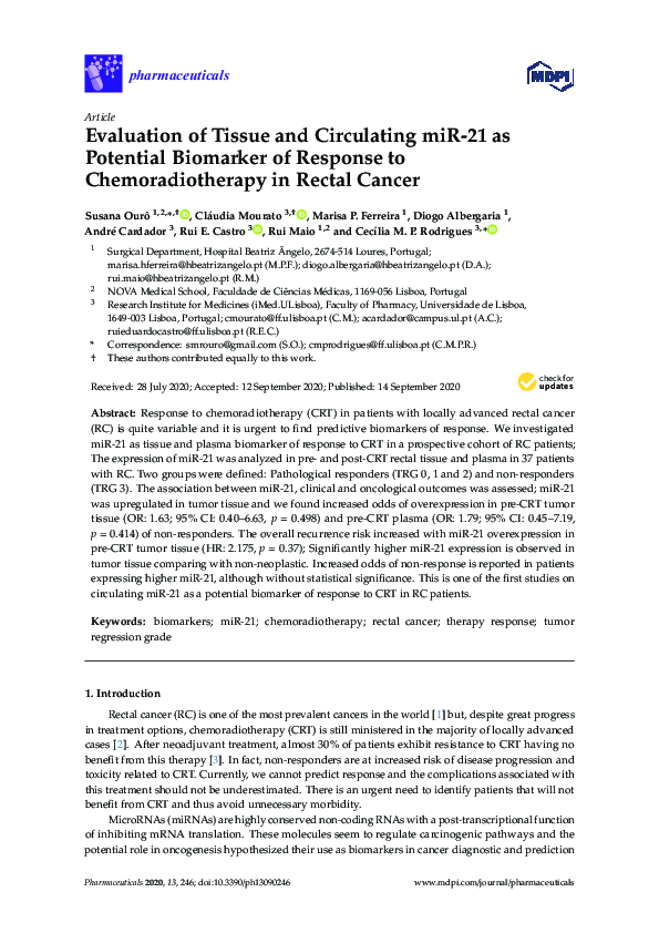 (PDF) Evaluation of Tissue and Circulating miR-21 as Potential ...