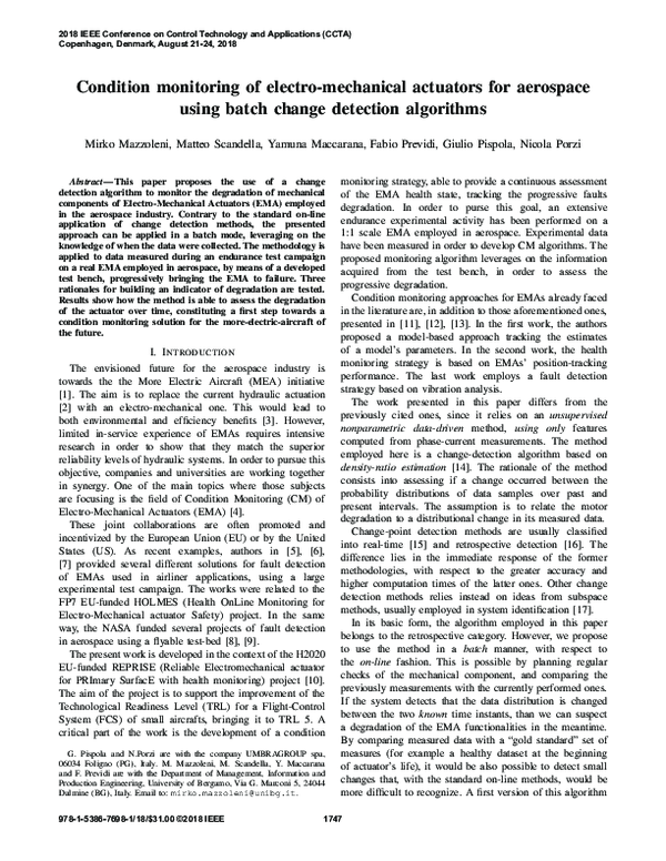 (PDF) Condition Monitoring of Electro-Mechanical Actuators for ...