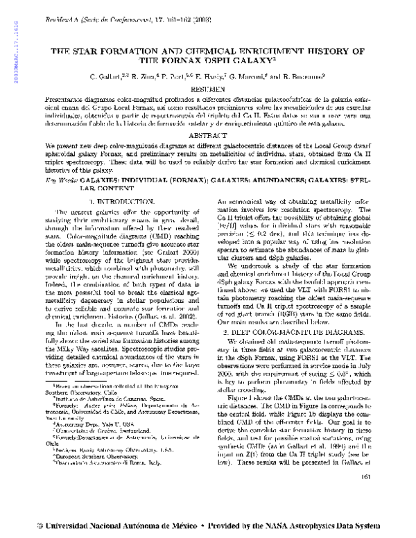(PDF) The star formation and chemical enrichment history of the Fornax ...