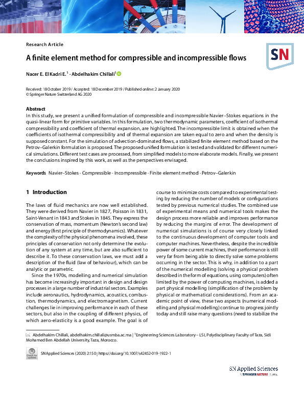 (PDF) A finite element method for compressible and incompressible flows