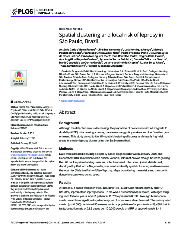 (PDF) Spatial clustering and local risk of leprosy in São Paulo, Brazil
