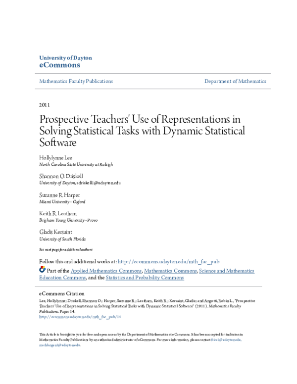 (PDF) Prospective Teachers' Use of Representations in Solving ...