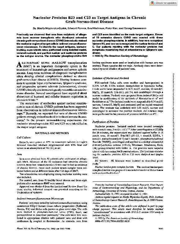 (PDF) Nucleolar proteins B23 and C23 as target antigens in chronic ...