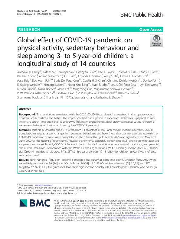(PDF) Global effect of COVID-19 pandemic on physical activity ...
