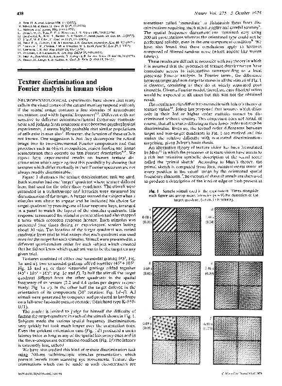 (PDF) Texture discrimination and Fourier analysis in human vision