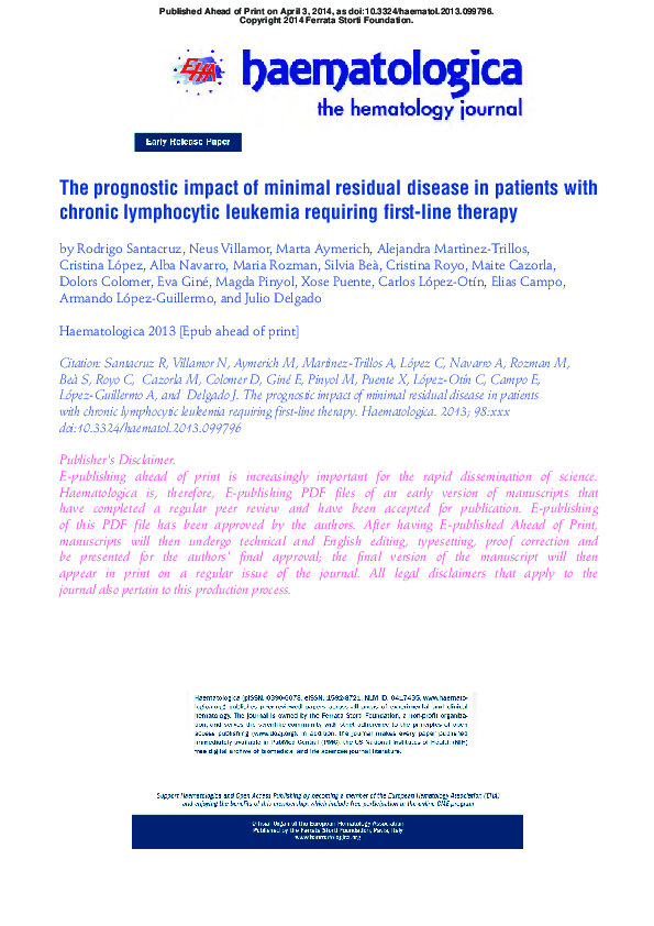 (PDF) The prognostic impact of minimal residual disease assessment ...