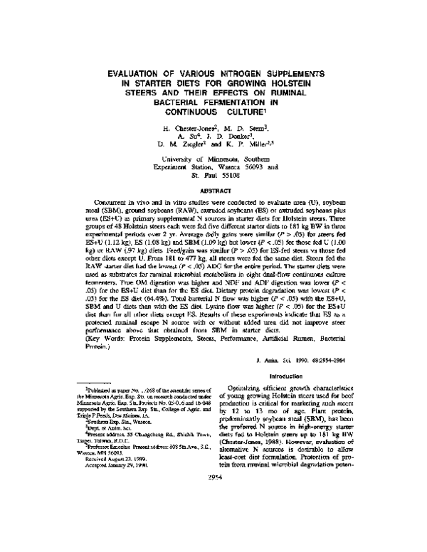 (PDF) Evaluation of various nitrogen supplements in starter diets for