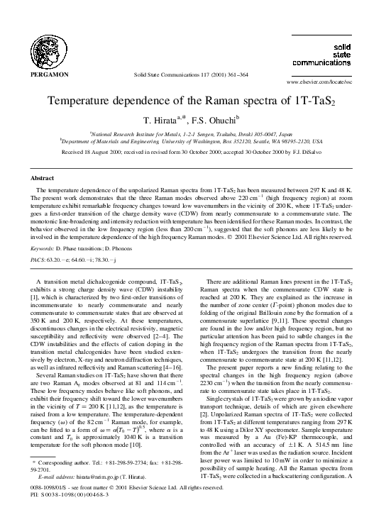 (PDF) Temperature dependence of the Raman spectra of 1T-TaS2