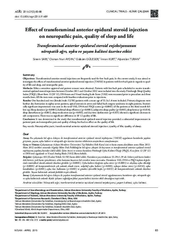 (PDF) Effect Of Transforaminal Anterior Epidural Steroid Injection On ...