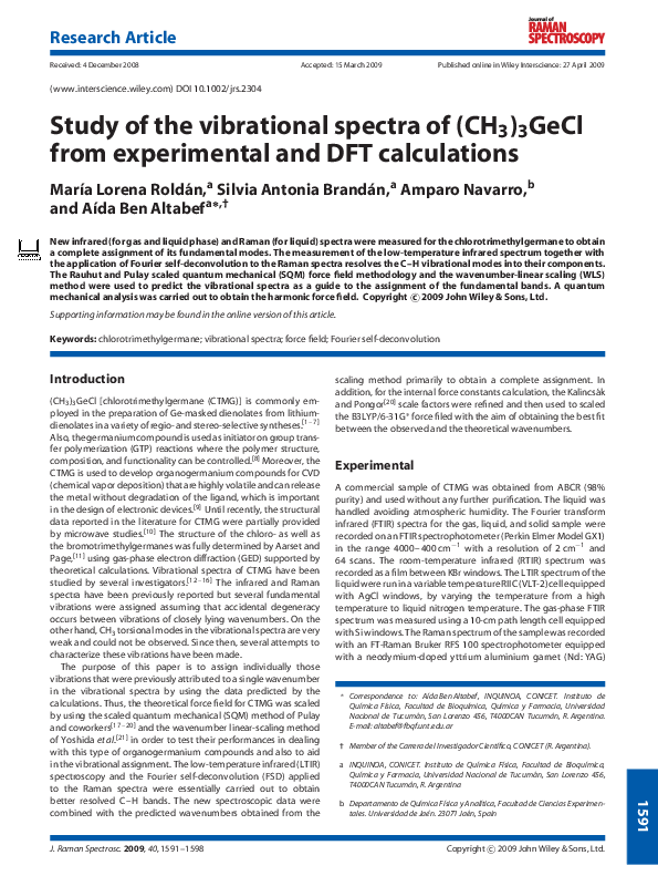 (PDF) Study of the vibrational spectra of (CH 3 ) 3 GeCl from ...
