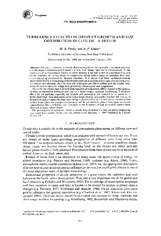(PDF) Turbulence effects on droplet growth and size distribution in ...