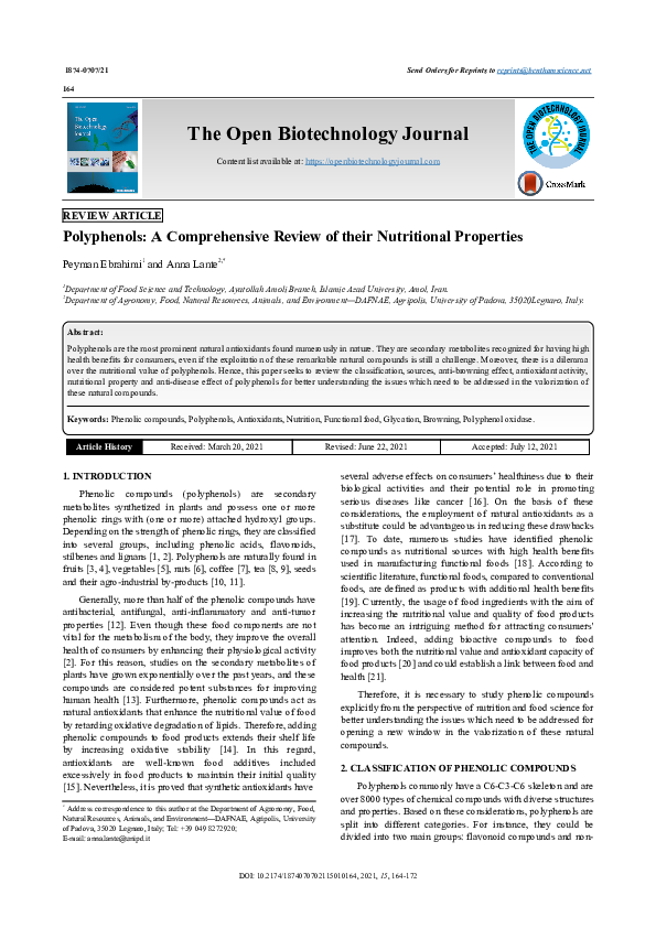 (PDF) Polyphenols: A Comprehensive Review of their Nutritional Properties