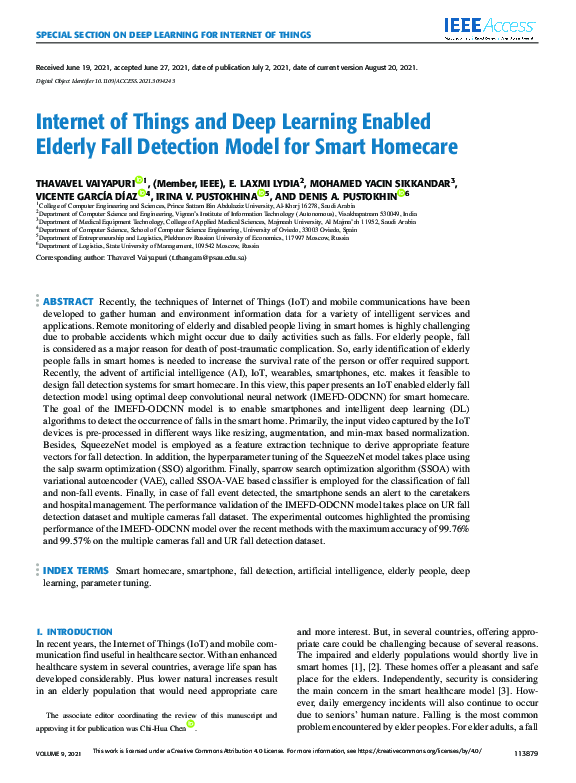 (PDF) Internet of Things and Deep Learning Enabled Elderly Fall ...
