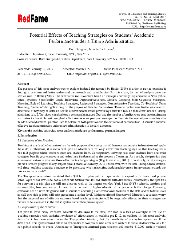 (PDF) Potential Effects of Teaching Strategies on Students’ Academic ...