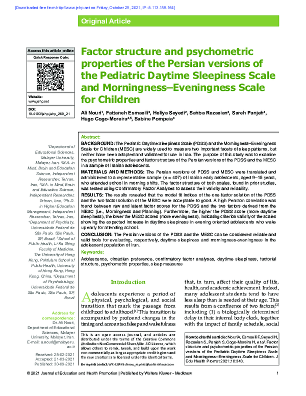 (PDF) Factor structure and psychometric properties of the Persian ...