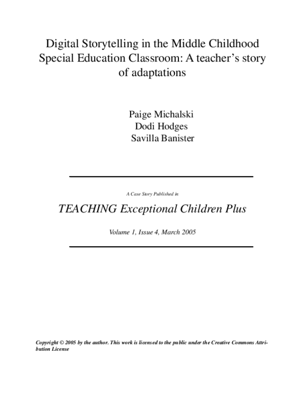 (PDF) Digital Storytelling in the Middle Childhood Special Education ...