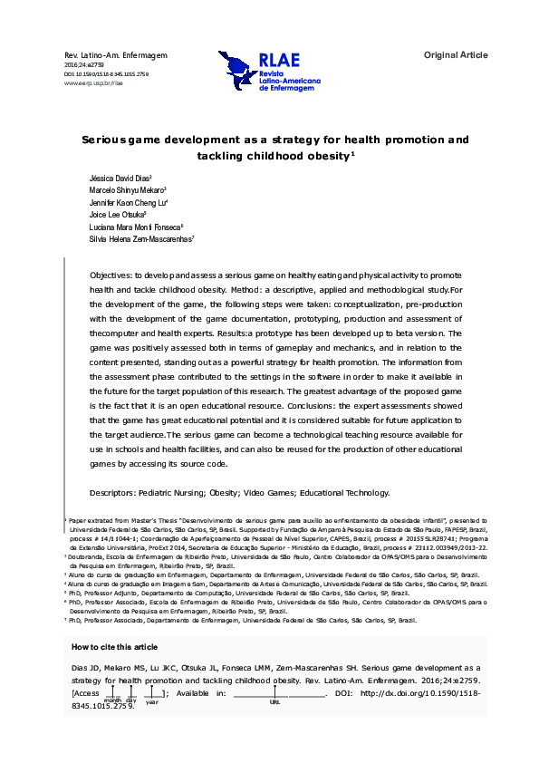(PDF) Serious game development as a strategy for health promotion and ...
