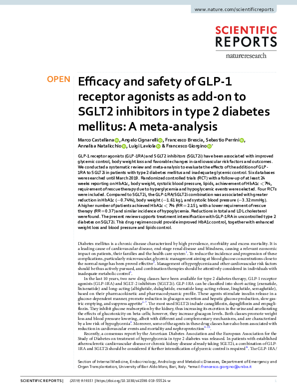 Efficacy and safety of GLP-1 agonists in the treatment of T2DM: A ... - Glp-1 Receptor Agonist Efficacy In Type 2 Diabetes