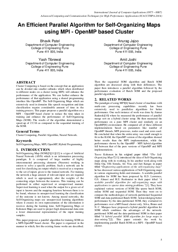 (PDF) An Efficient Parallel Algorithm for Self-Organizing Maps using ...