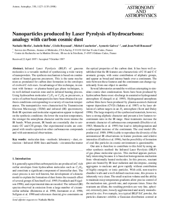 (PDF) Nanoparticles produced by laser pyrolysis of hydrocarbons ...