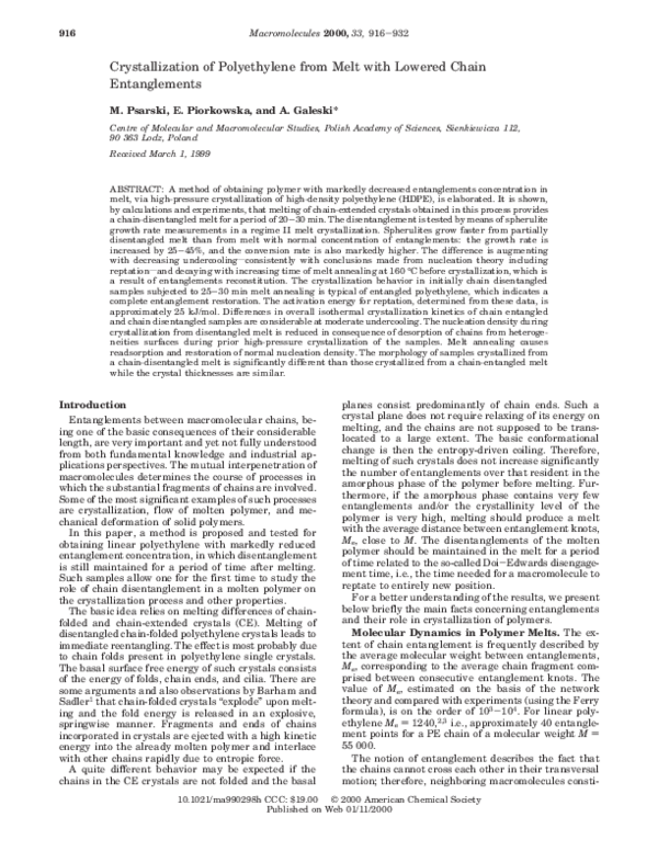(PDF) Crystallization of polyethylene from melt with lowered chain ...