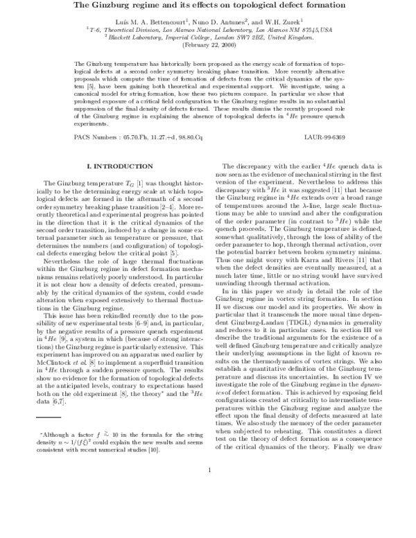 (PDF) Ginzburg regime and its effects on topological defect formation
