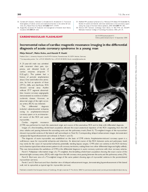 (PDF) Incremental value of cardiac magnetic resonance imaging in the ...