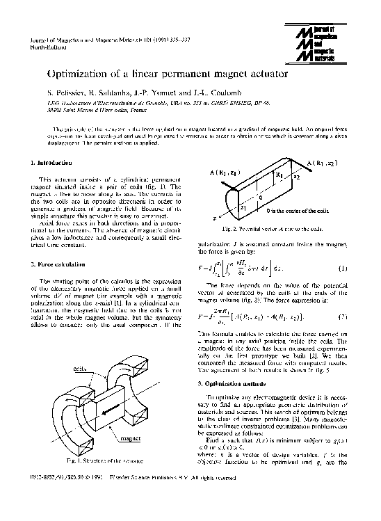(PDF) Optimization of a linear permanent magnet actuator