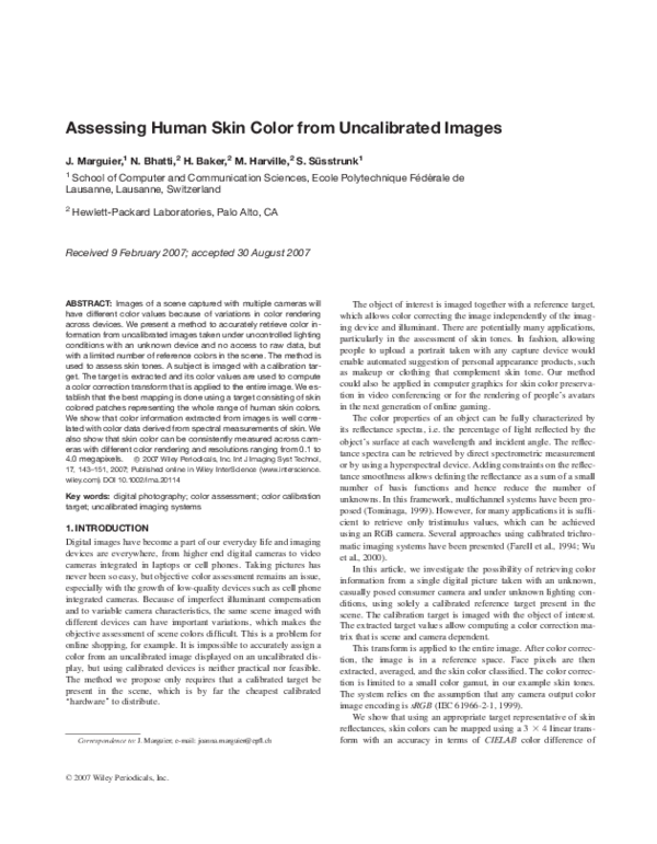 (PDF) Assessing human skin color from uncalibrated images