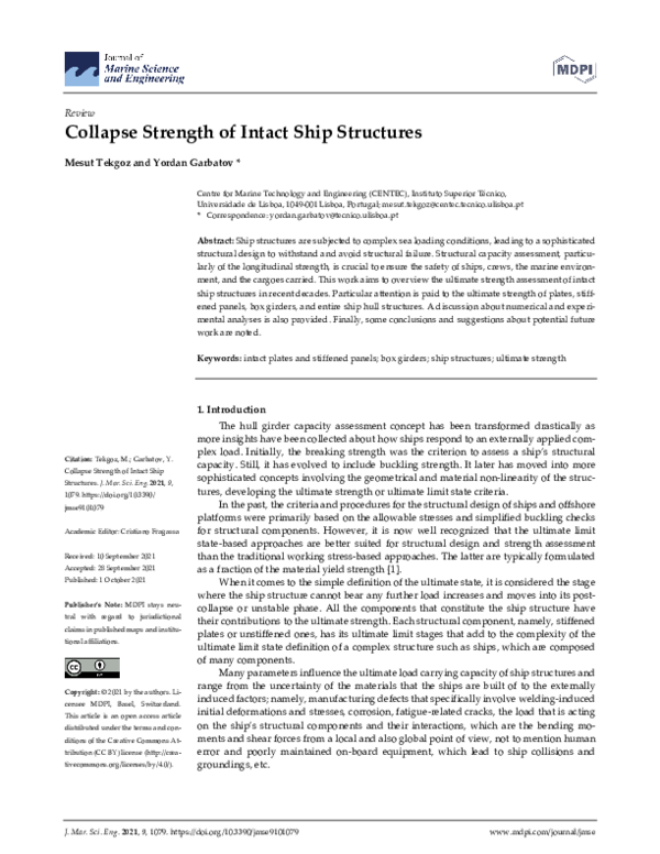 (PDF) Collapse Strength of Intact Ship Structures