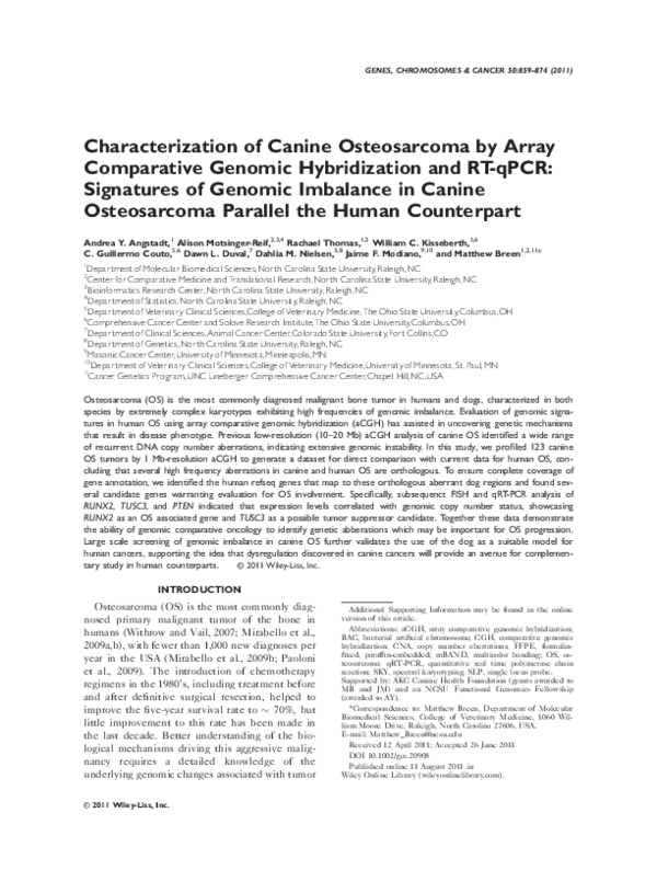 (PDF) Characterization of canine osteosarcoma by array comparative ...