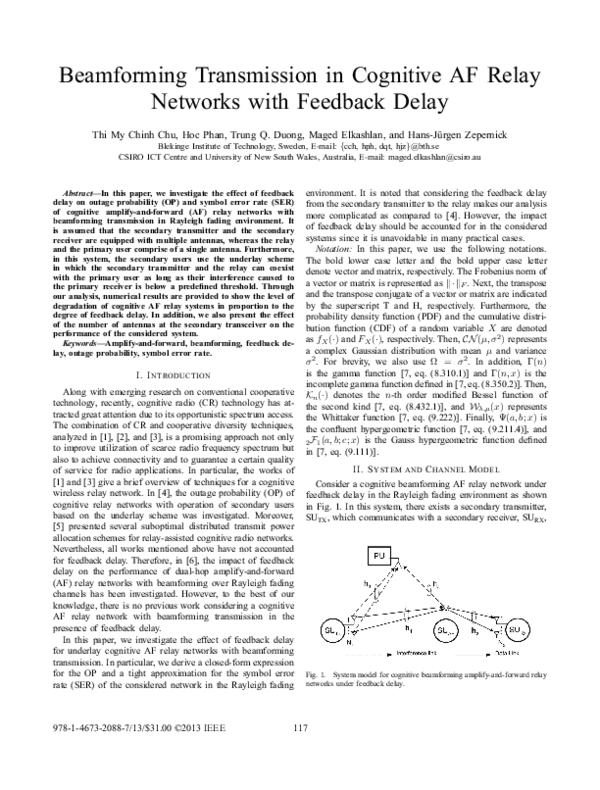 (PDF) Beamforming transmission in cognitive AF relay networks with ...