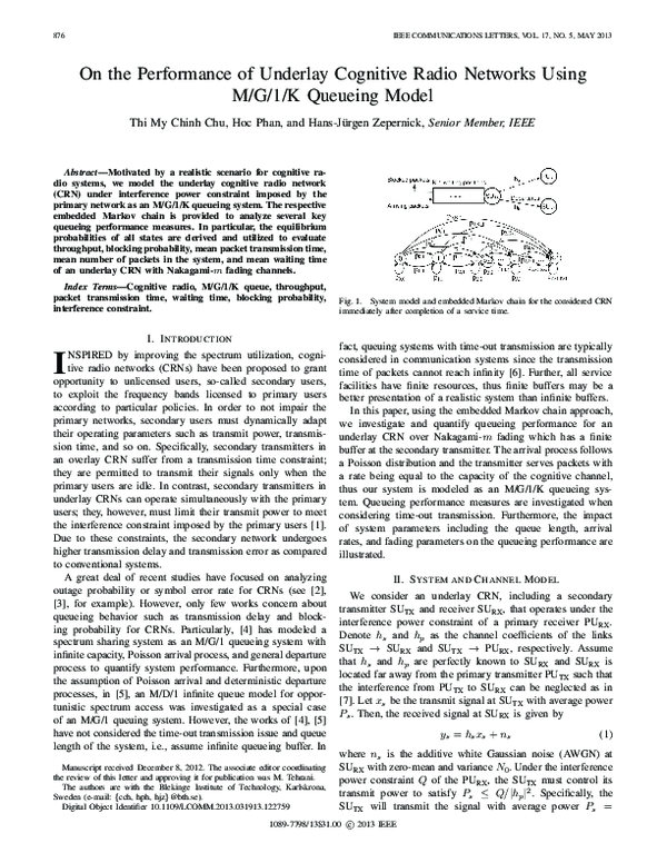 (PDF) On the Performance of Underlay Cognitive Radio Networks Using M/G ...