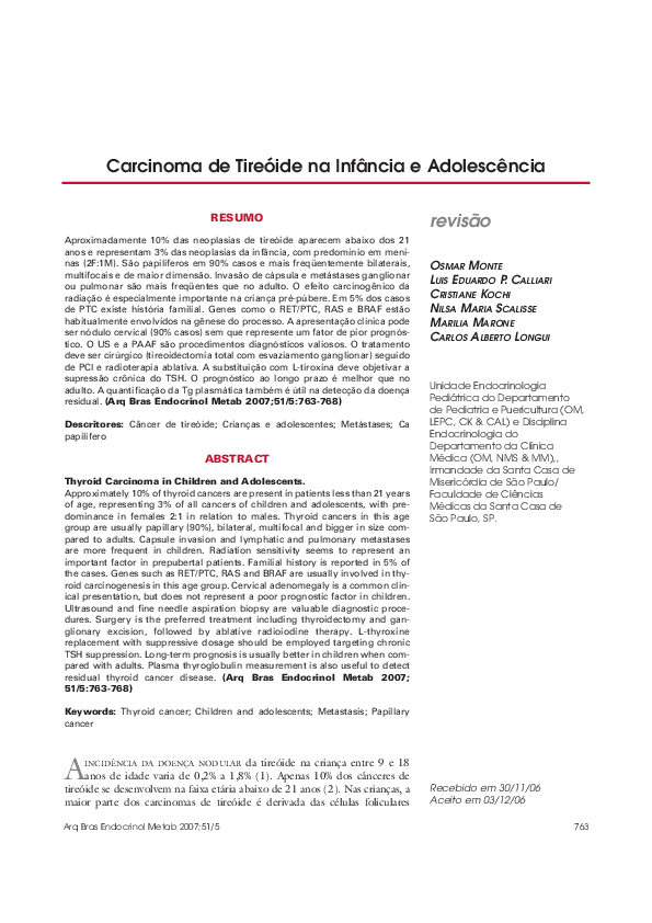 (PDF) Thyroid Carcinoma in Children and Adolescents